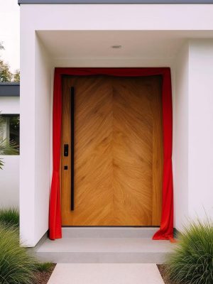 Chevron pivot door Malaysia custom wooden pivot door supplier