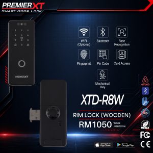 Premier XT DDL XTD-R8W smart digital door lock featuring fingerprint recognition, PIN code access, RFID card support, keyless entry, and a modern design for enhanced residential security.
