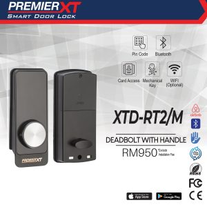 Premier XT DDL XTD-RT2_M smart digital door lock with fingerprint access, PIN code entry, RFID card support, mechanical key backup, and advanced keyless security for modern homes.